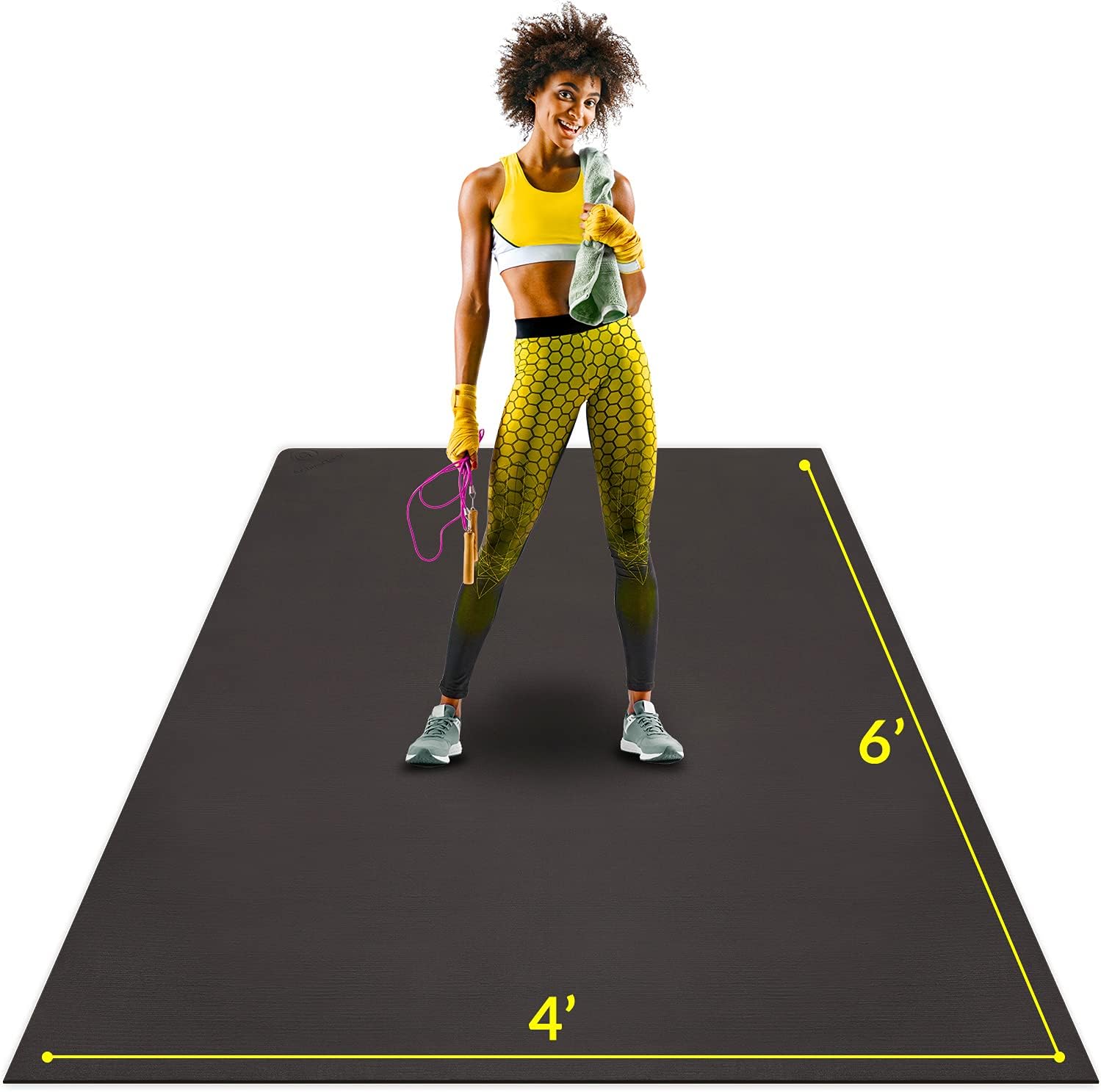 Large Exercise Mat 6' x 4' x 7mm Non-Slip Rubber Workout Mat Z39664