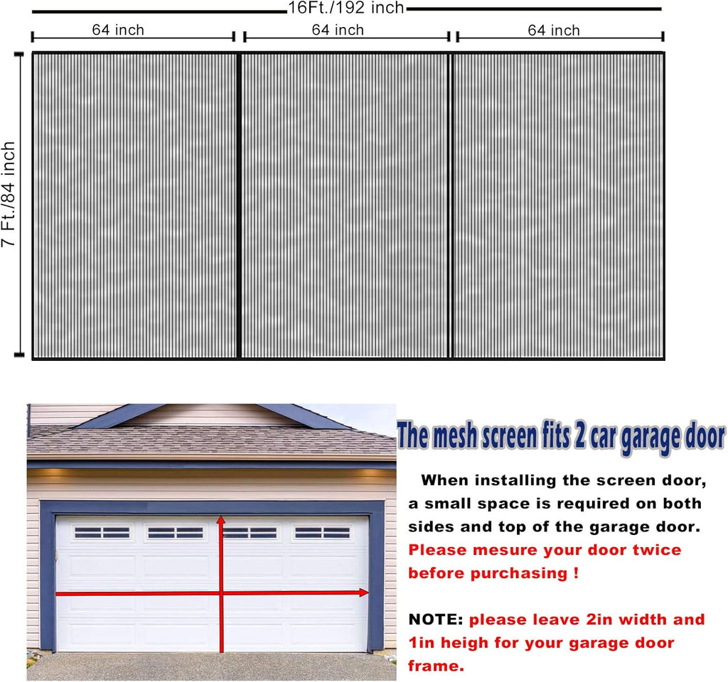 Retractable Magnetic Garage Door Screen Mesh Net, Pack of 2 H287161