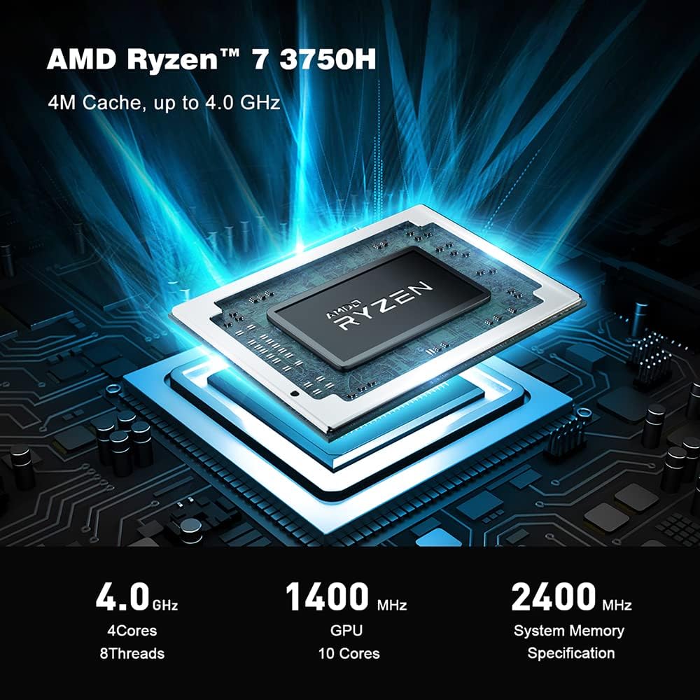Mini PC AMD Ryzen 7 3750H 16 GB RAM 512 GB SSD Windows 11 Pro Desktop Computer B7608
