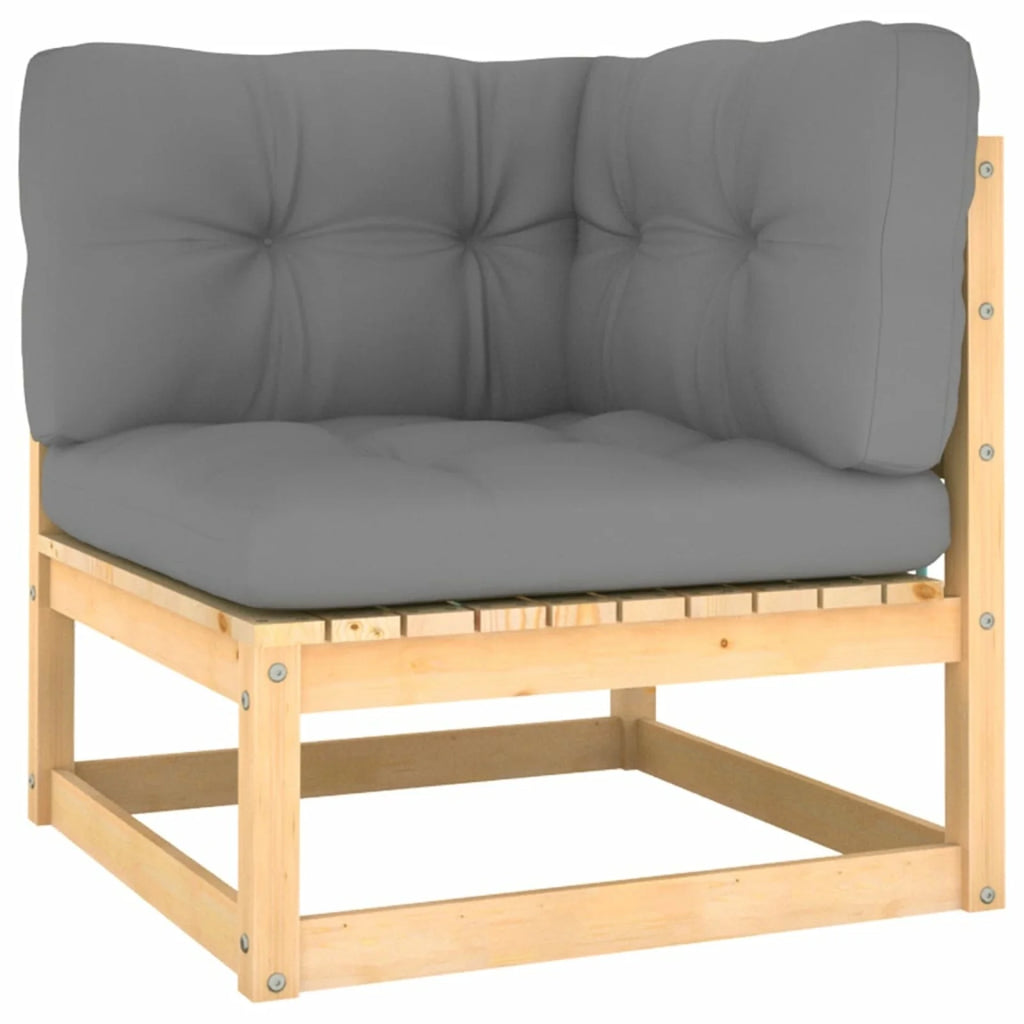 6 Piece Gray Cushioned Pinewood Outdoor Sectional Sofa Set B909