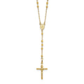 10k Gold Sparkle Cut 3mm Beaded Semi Solid Rosary Necklace 24 Inch V351600