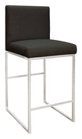 Nickel / Faux Shagreen Glossy Black Counter Stool S8370