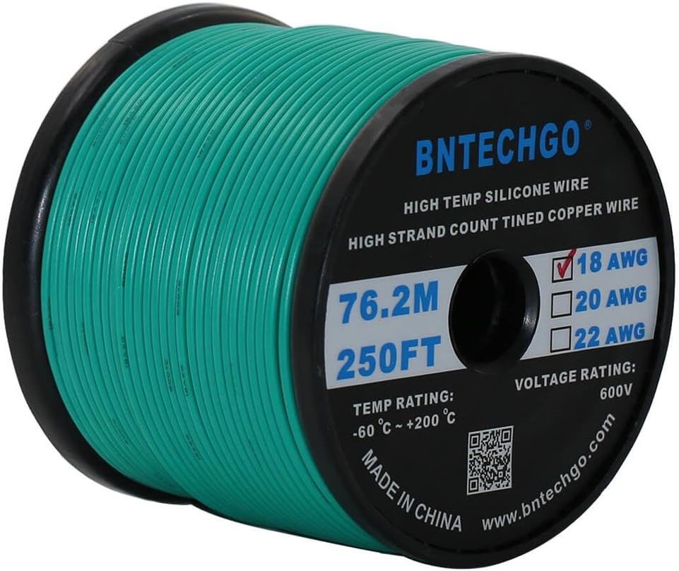 18 Gauge Silicone Wire Spool 500 ft Black 18 AWG Stranded Tinned Copper Wire Pack of 2 M4769