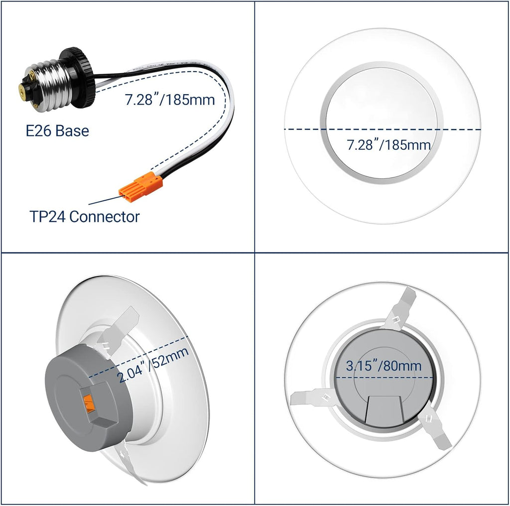 5/6 LED Recessed Downlights Dimmable 4PCS O10097
