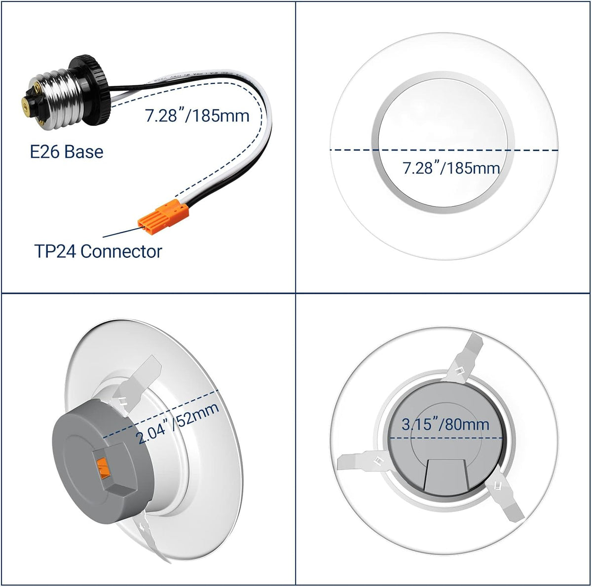 5/6 LED Recessed Downlights Dimmable 4PCS O10097