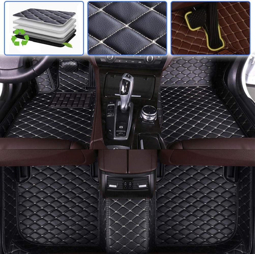 Black Beige Waterproof Anti-Skid Full Coverage Car Floor Mats Z636145