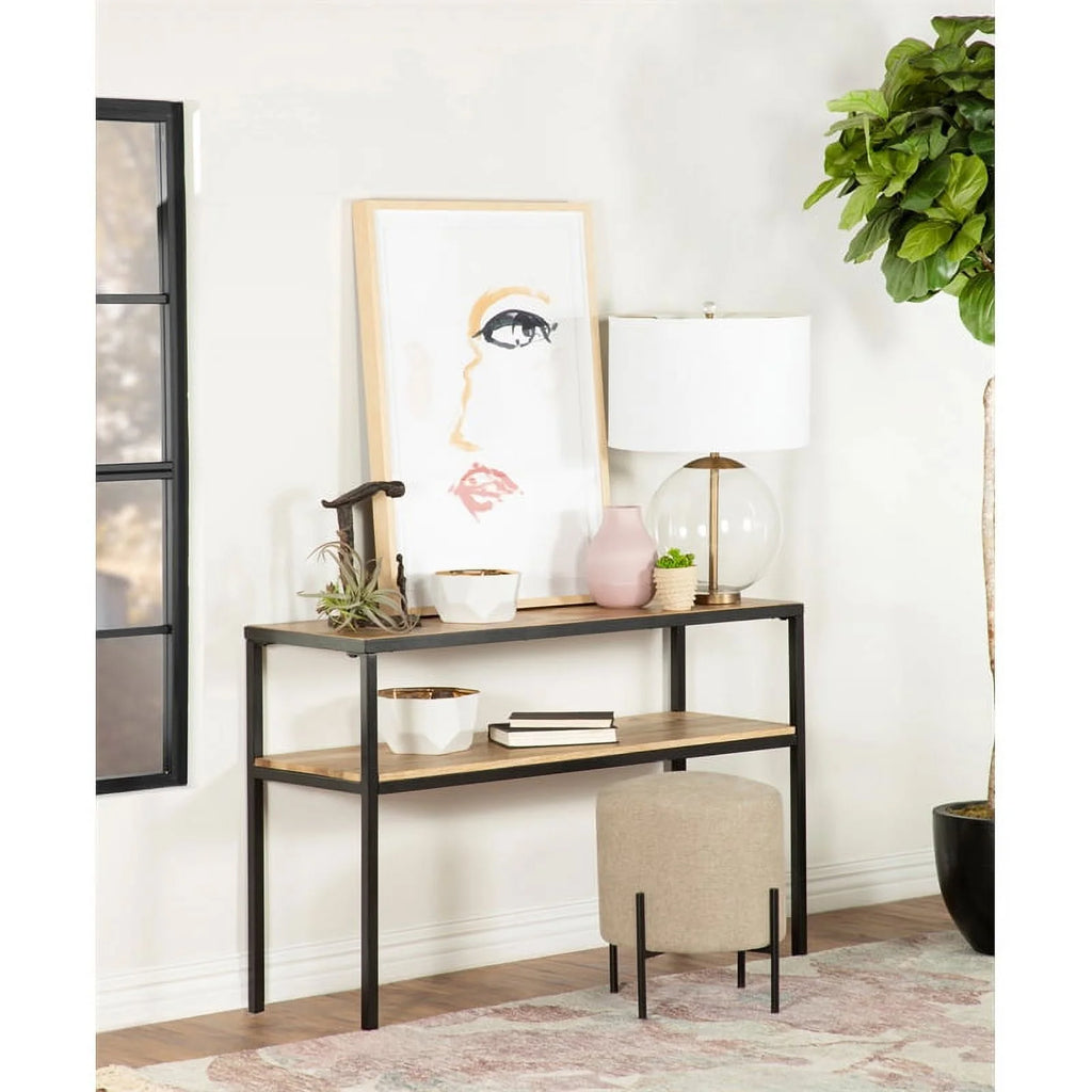 Natural Console Table with Open Shelf D50153