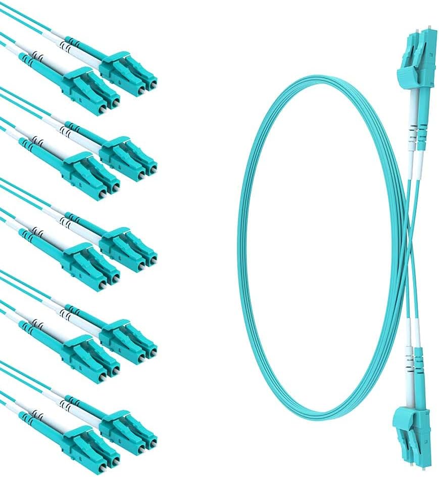 5-Pack 2.5m LC/LC Duplex OM4 Fiber Patch Cable Aqua W6106