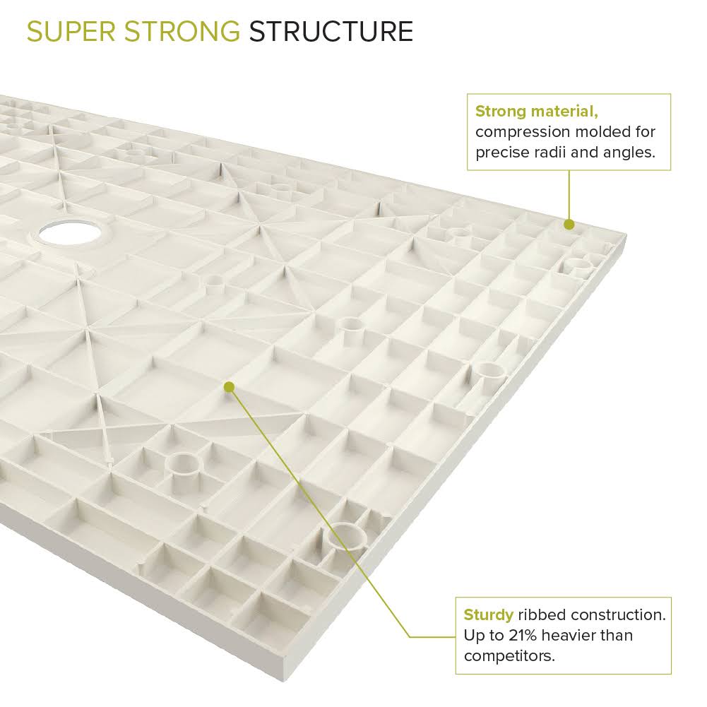 60-in L x 31.5-in Shower Base with Center Drain C4018