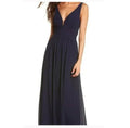 Sleeveless Plunging Neck Chiffon A-Line Maxi Dress Blue S B16991