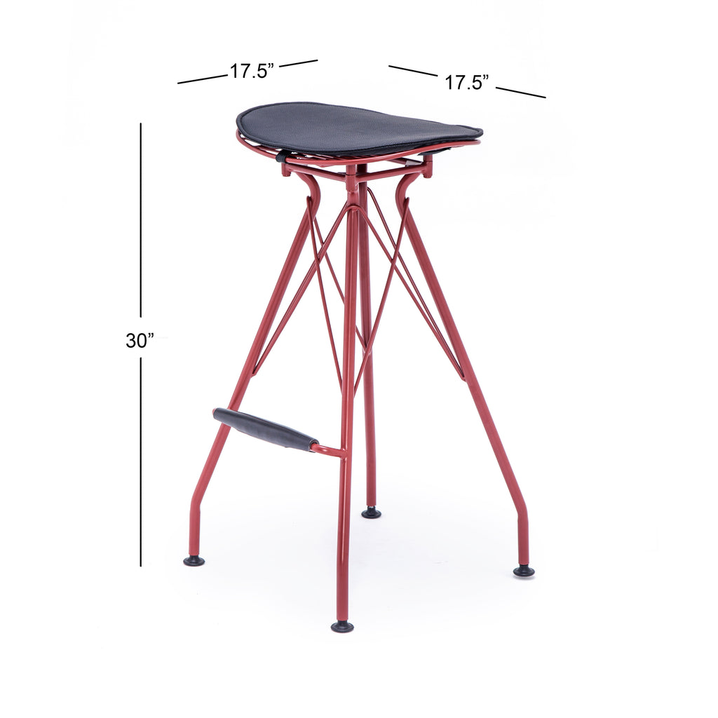Dark Red 30 Inch Faux Leather Metal Barstool Set of 2 Z391