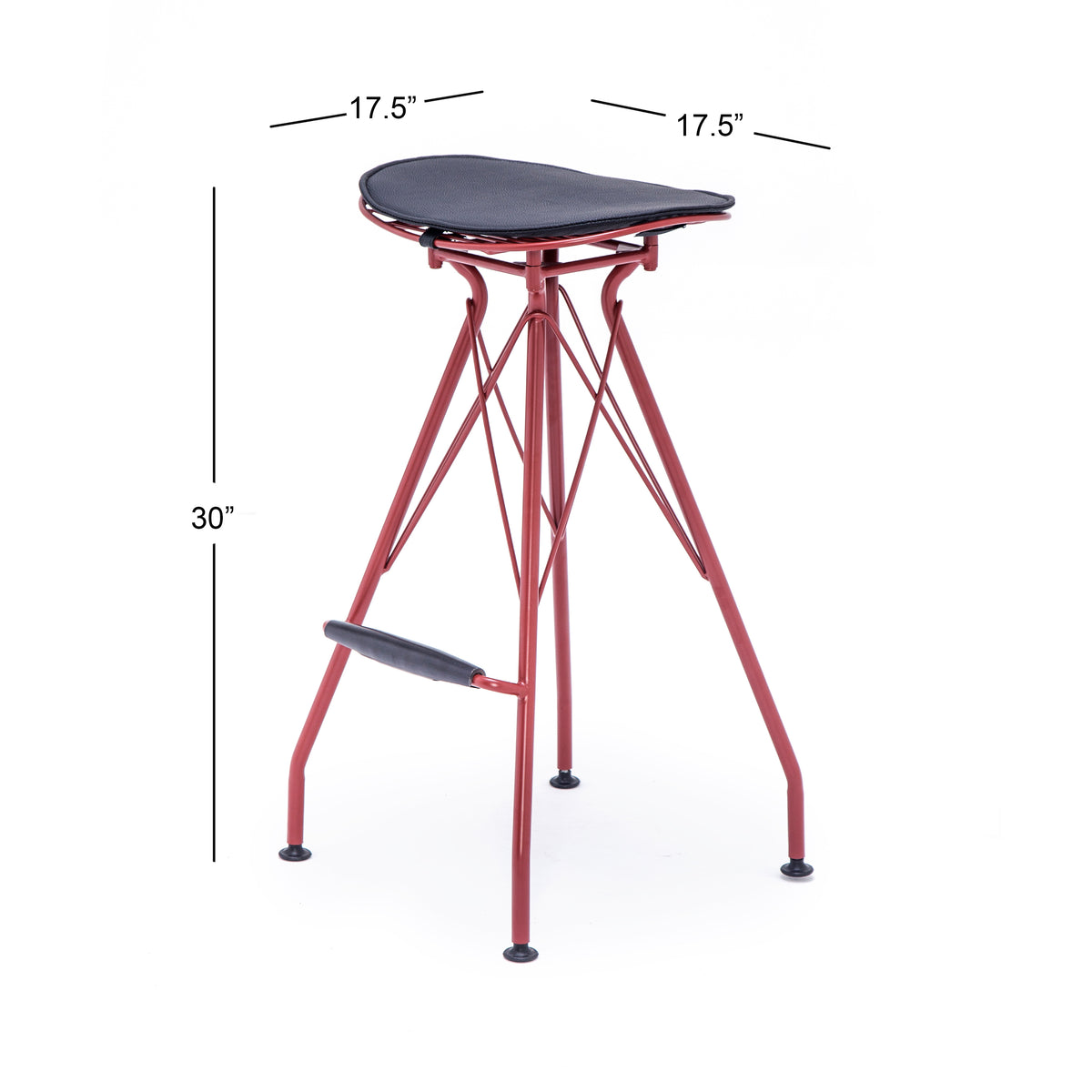 Dark Red 30 Inch Faux Leather Metal Barstool Set of 2 Z391
