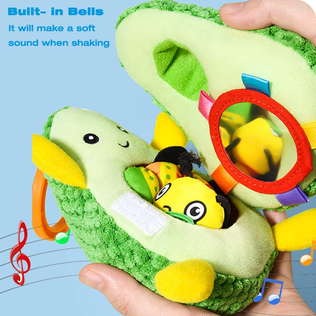 Clip on Stroller Toy with Mirror, Plush Bug Avocado Toy Q33632