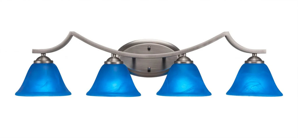 Four Light Bath Bar Graphite Finish with Blue Italian Glass I428