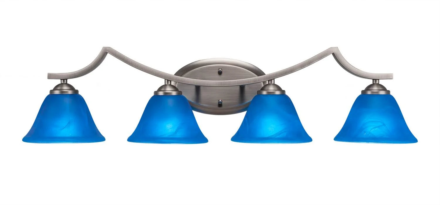 Four Light Bath Bar Graphite Finish with Blue Italian Glass I428