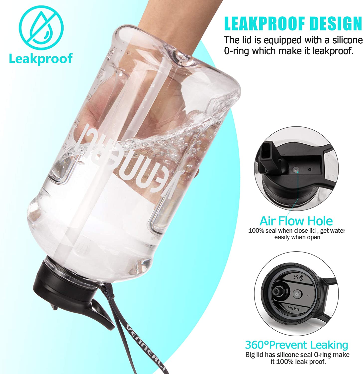 Half Gallon Plastic Water Bottle with Straw 74oz L873159