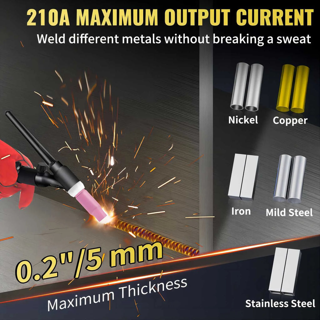 210Amp 3 in 1 TIG Welder 110/220V Dual Voltage HF TIG/Stick Welding Machine T3822