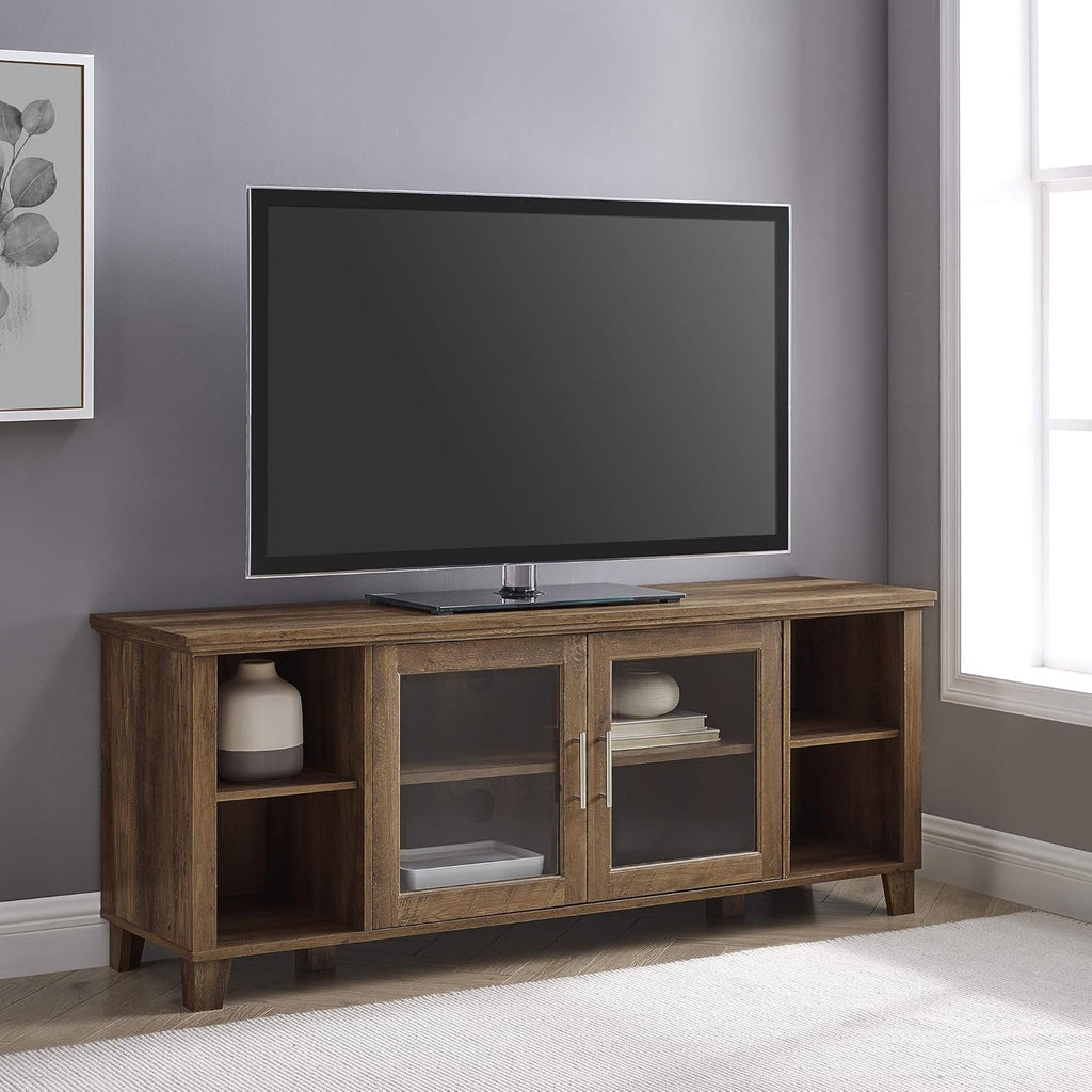 White Oak 70 Inch Glass and Wood TV Stand L338
