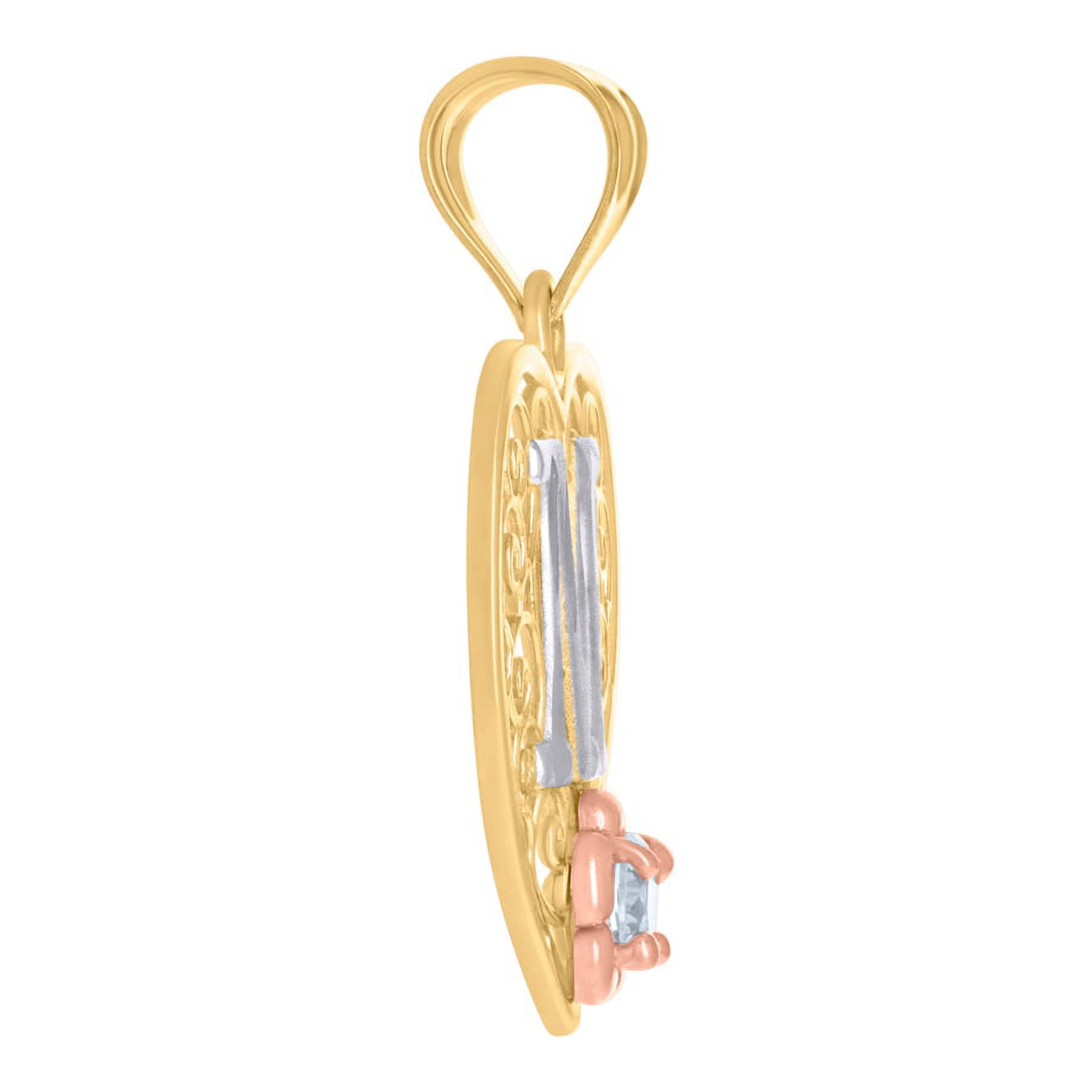 Tri color Gold Love Heart Letter M Charm Pendant Necklace M899819