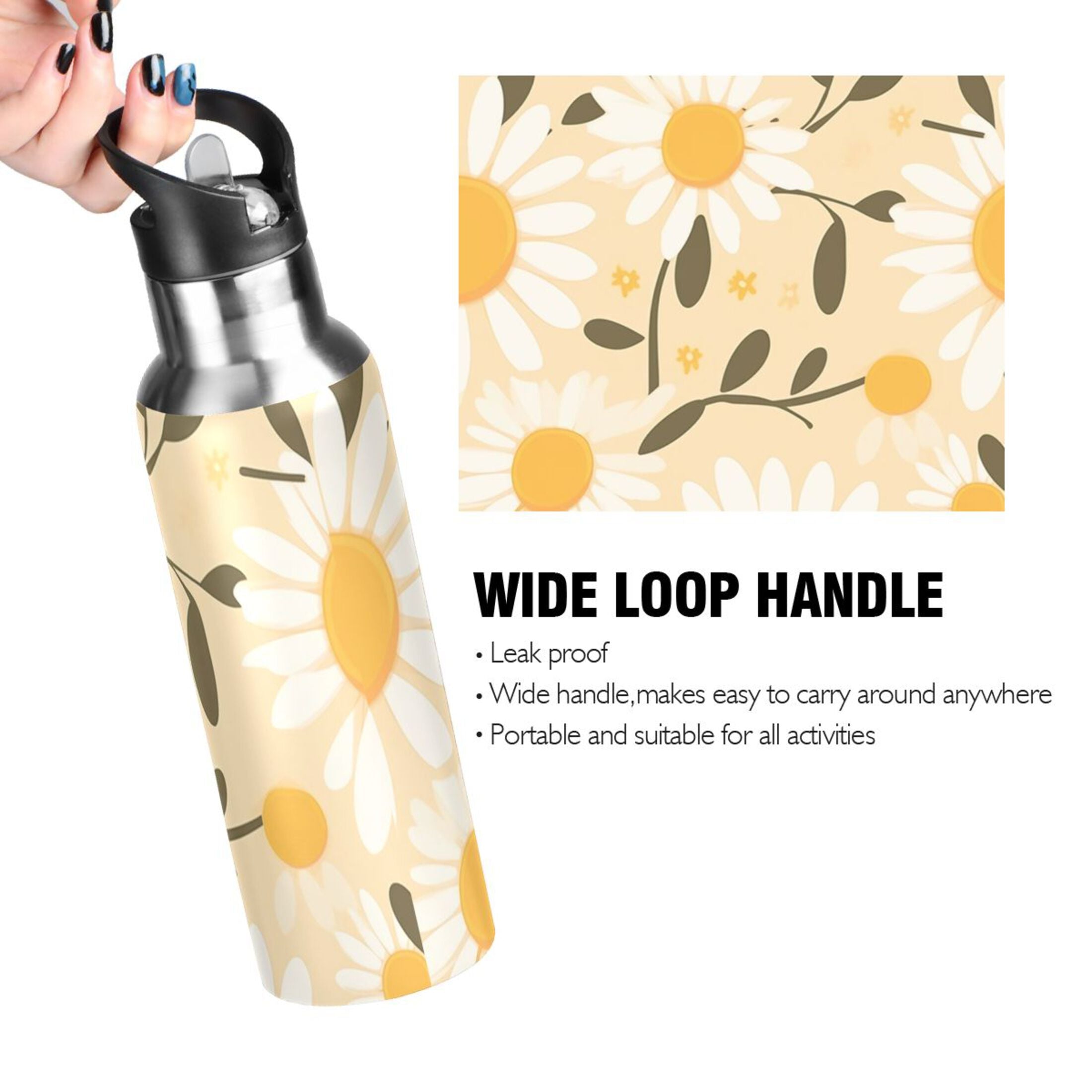 Stainless Steel Insulated Water Bottle with Straw Lid 20 oz D3703