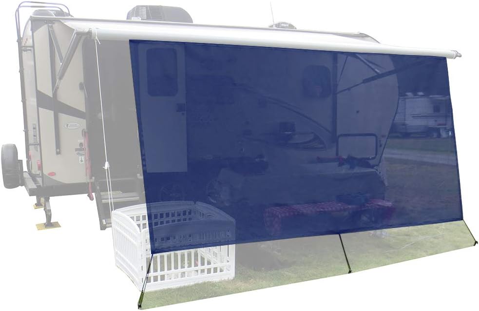 Navy Blue Mesh RV Awning Sunshade Screen K423