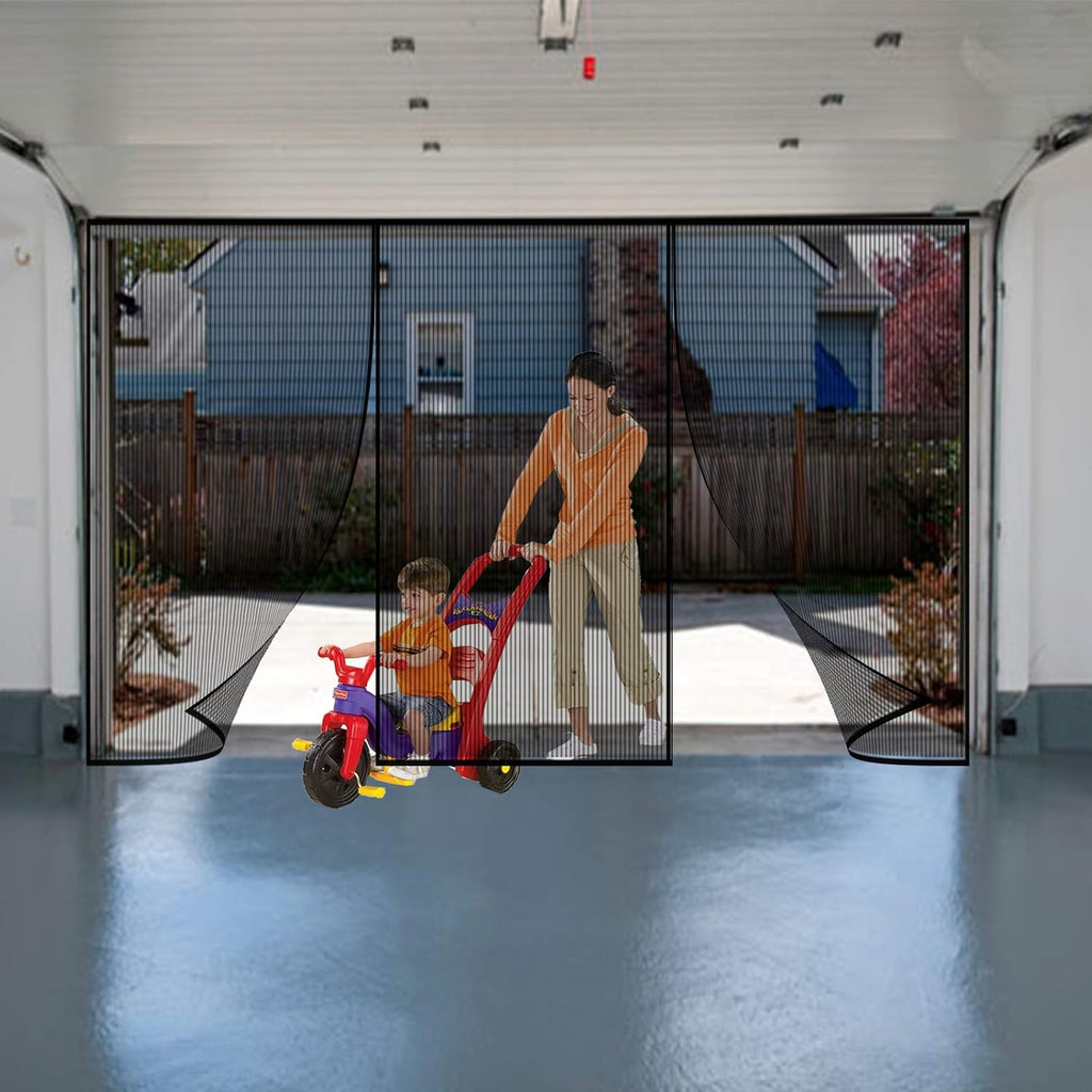 Retractable Magnetic Garage Door Screen Mesh Net, Pack of 2 H287161