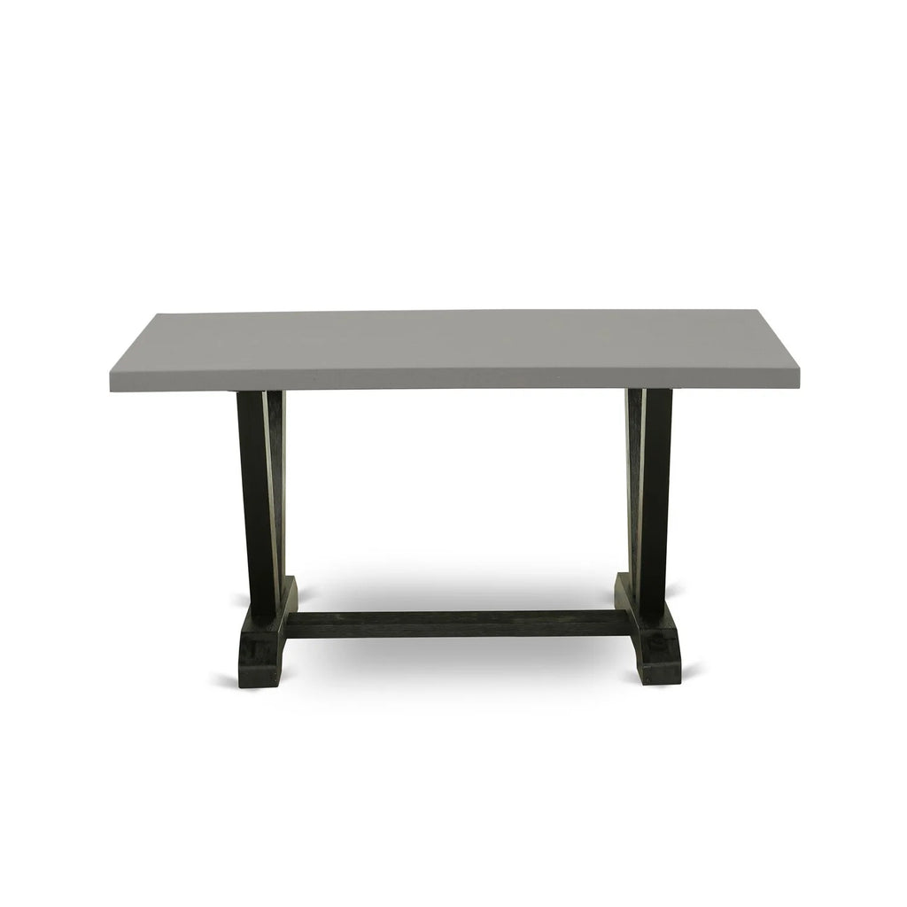 6-piece Wood Dining Set with Fabric Seat in Gray I746661