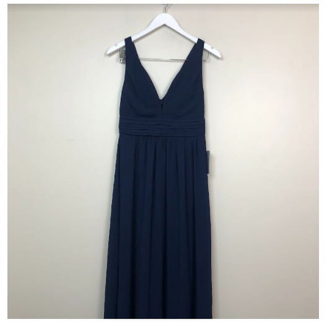 Sleeveless Plunging Neck Chiffon A-Line Maxi Dress Blue S B16991