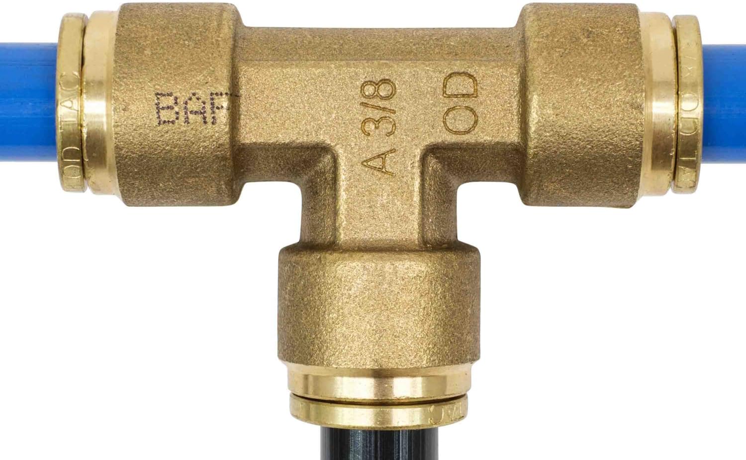 3/8" Tube OD Brass Push to Connect Union Tee Air Brake Tube Fitting (5 Pack) V199