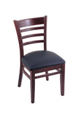 Dark Cherry Finish Bar Stool with Allante Dark Blue Seat H40746