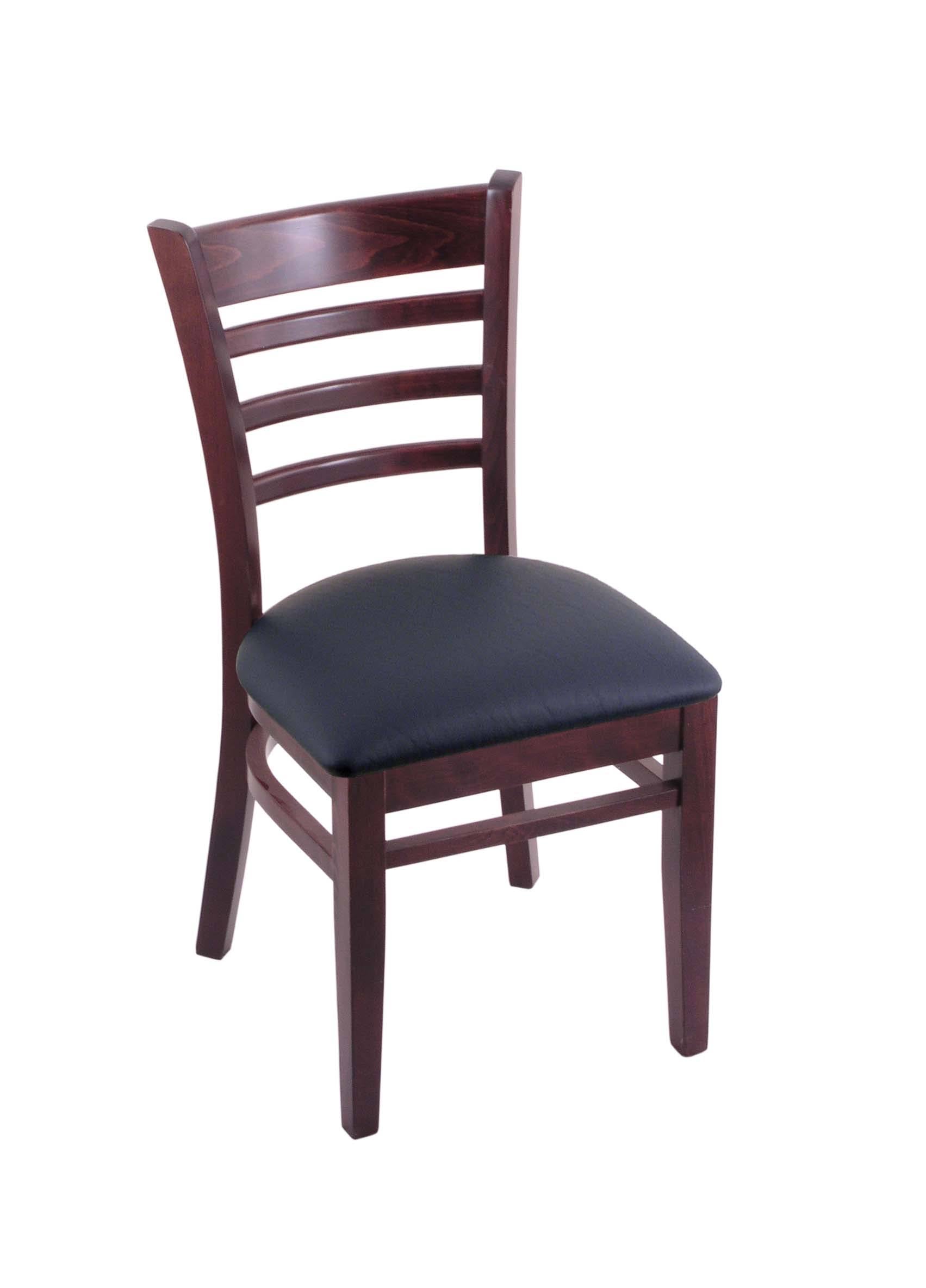 Dark Cherry Finish Bar Stool with Allante Dark Blue Seat H40746