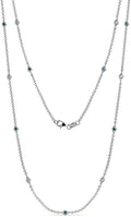 London Blue Topaz and Diamond 13 Stations Necklace in 14K White Gold R13493
