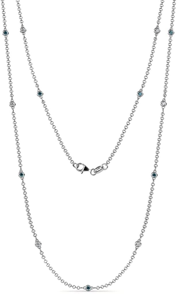 London Blue Topaz and Diamond 13 Stations Necklace in 14K White Gold R13493