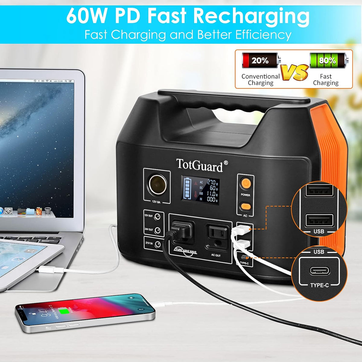 800W Portable Lithium Power Station with 2 AC Outlets Z980760