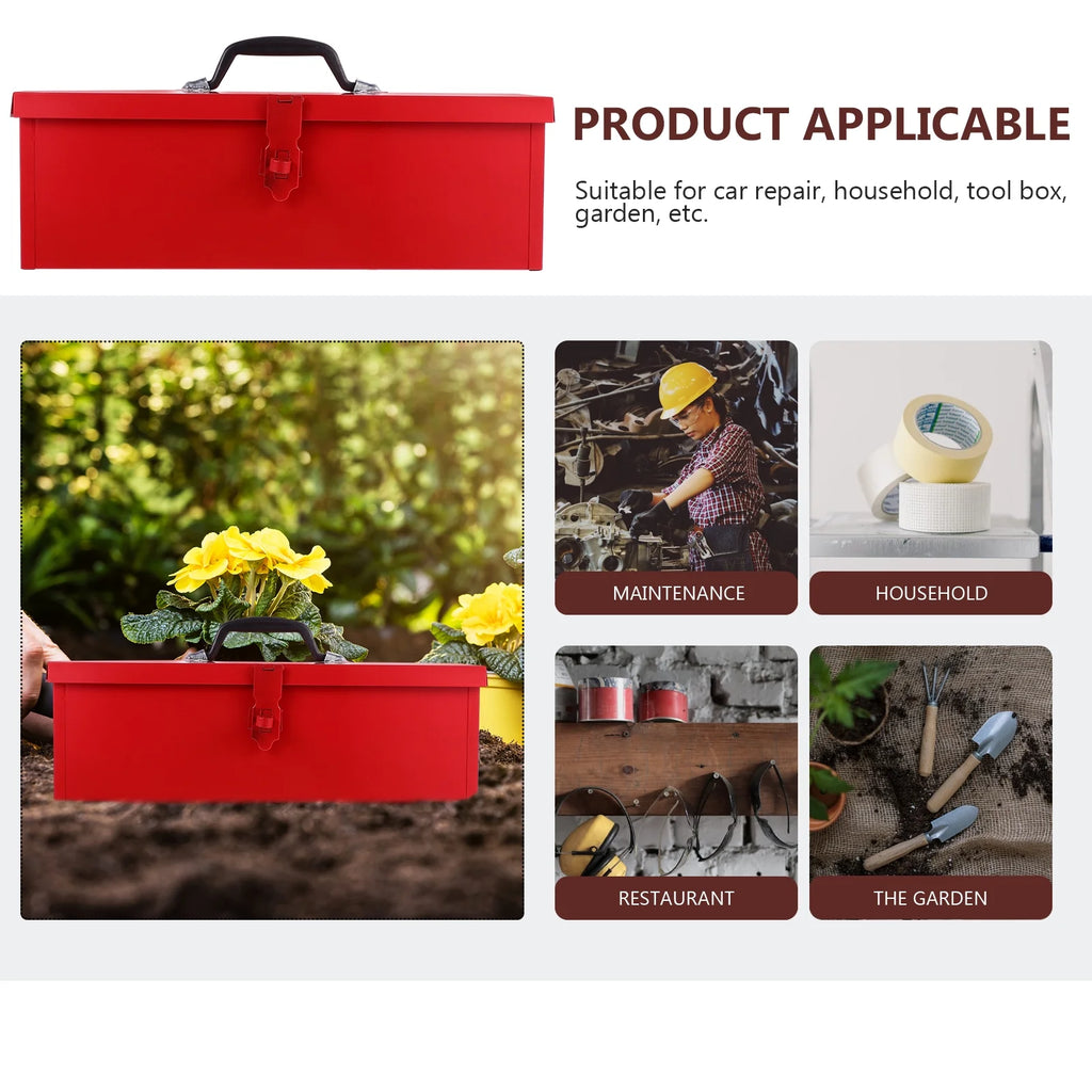 Red Hip Roof Metal Tool Box Q313