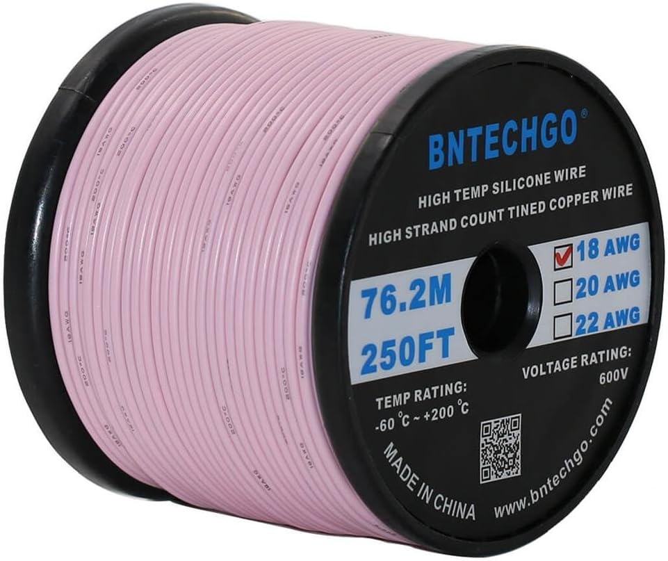 18 Gauge Silicone Wire Spool 500 ft Black 18 AWG Stranded Tinned Copper Wire Pack of 2 M4769