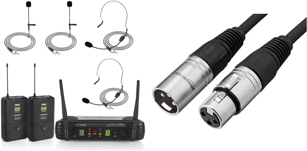 2 Channel Wireless Microphone System with 2 Headset, 2 Lavalier, 2 Transmitter G431