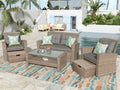 4pc Gray Outdoor Rattan Sectional Sofa with Ottoman and Cushions Z597