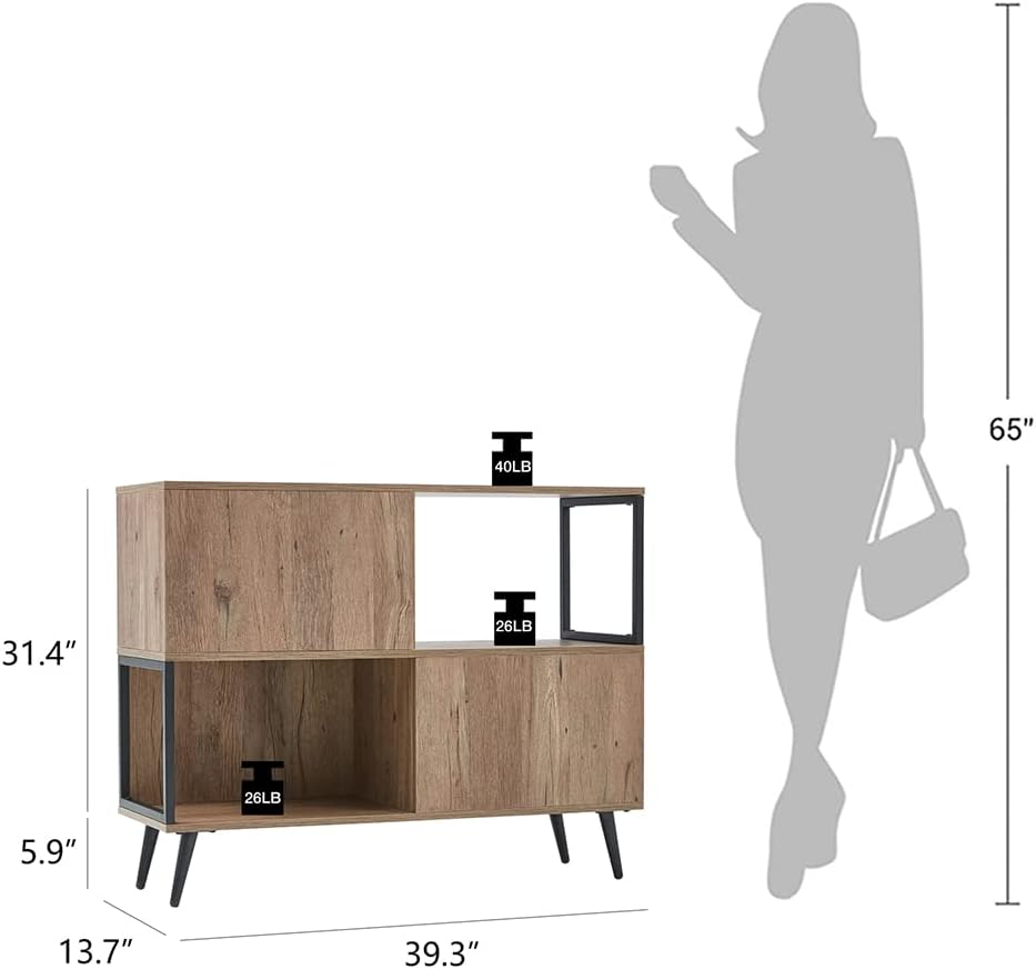 Brown Wood Console Table with Storage Cabinet X8573