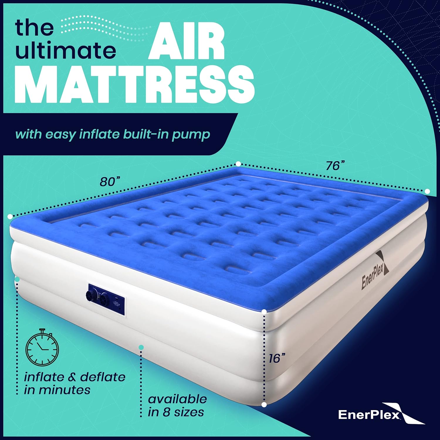 Queen Air Mattress with Built-in Dual Pump H14590