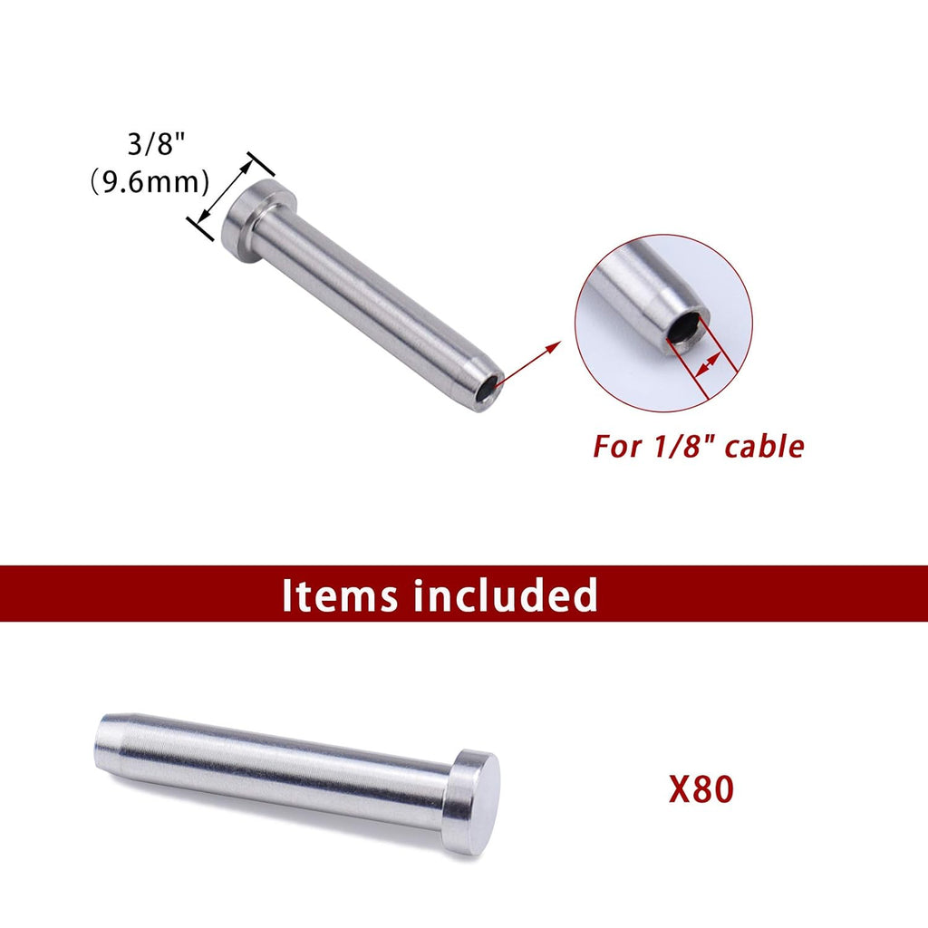 100Pack 1/8 T316 Stainless Steel Cable Railing Kit Hardware Terminal End Fitting S265