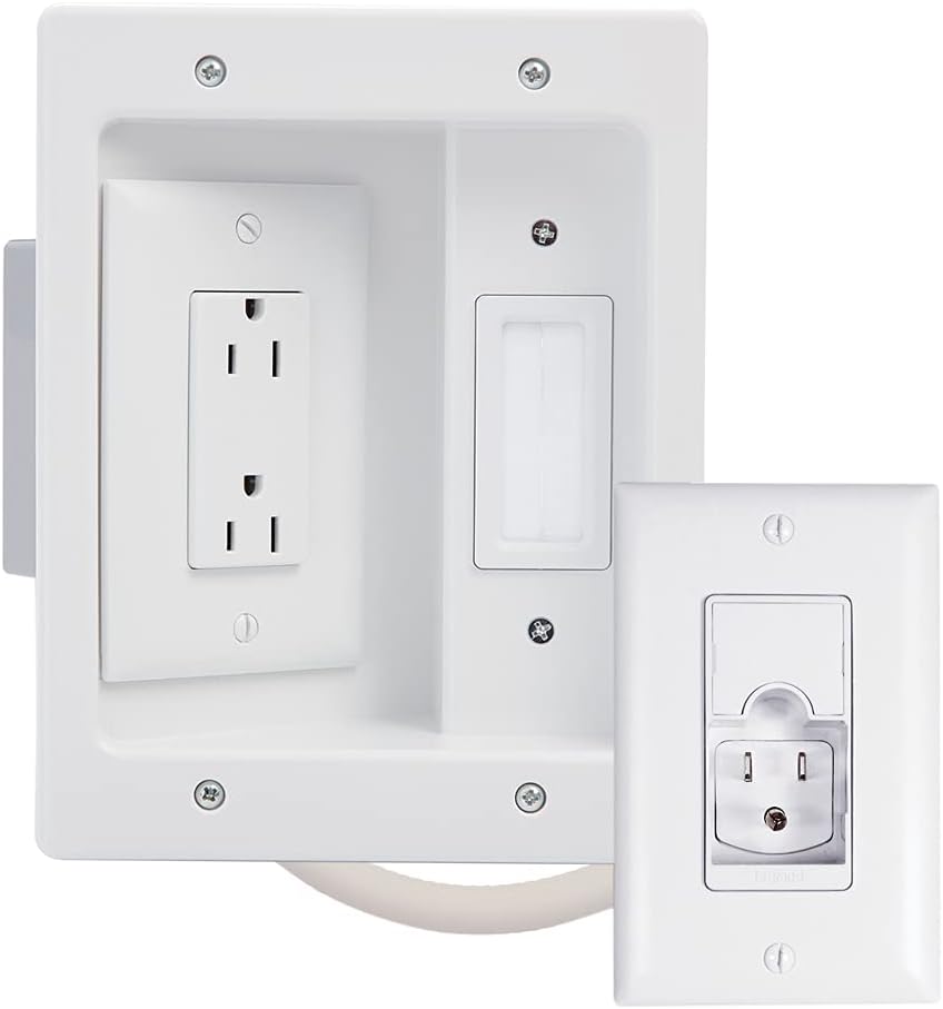 White Recessed In Wall TV Power Cable Management Kit, Pack of 2 D484687
