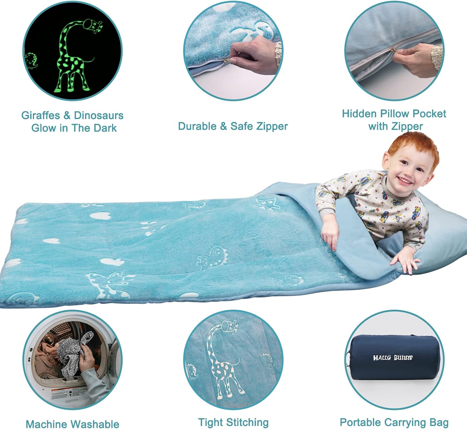 Glow in The Dark Kids Sleeping Bag with Nap Mat G3421
