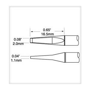 Blade Tip Tweezer Cartridge, 0.65 in Tip Length, 0.08 in Tip Width, 0.04 in Thick C473255