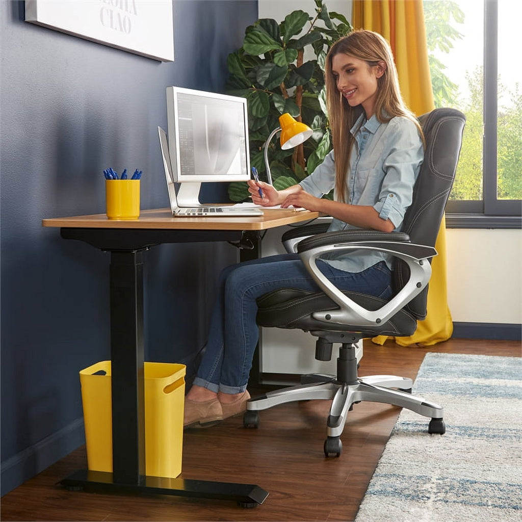 2-Piece Set with Standing Desk and Bonded Leather Office Chair G868