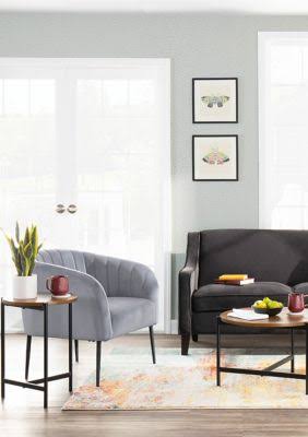 Black Metal Grey Velvet Accent Chair Y9135