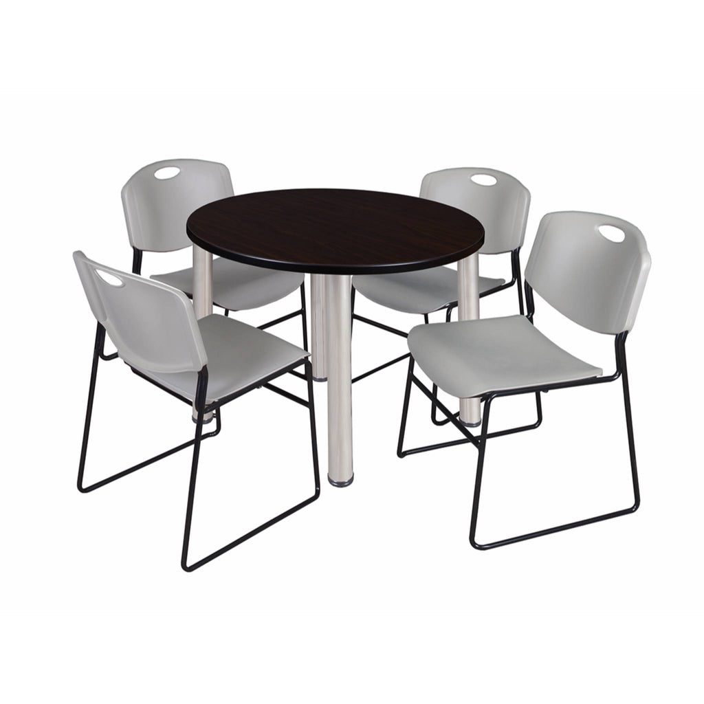 36x22 Round Breakroom Table with 4 Stack Chairs V621
