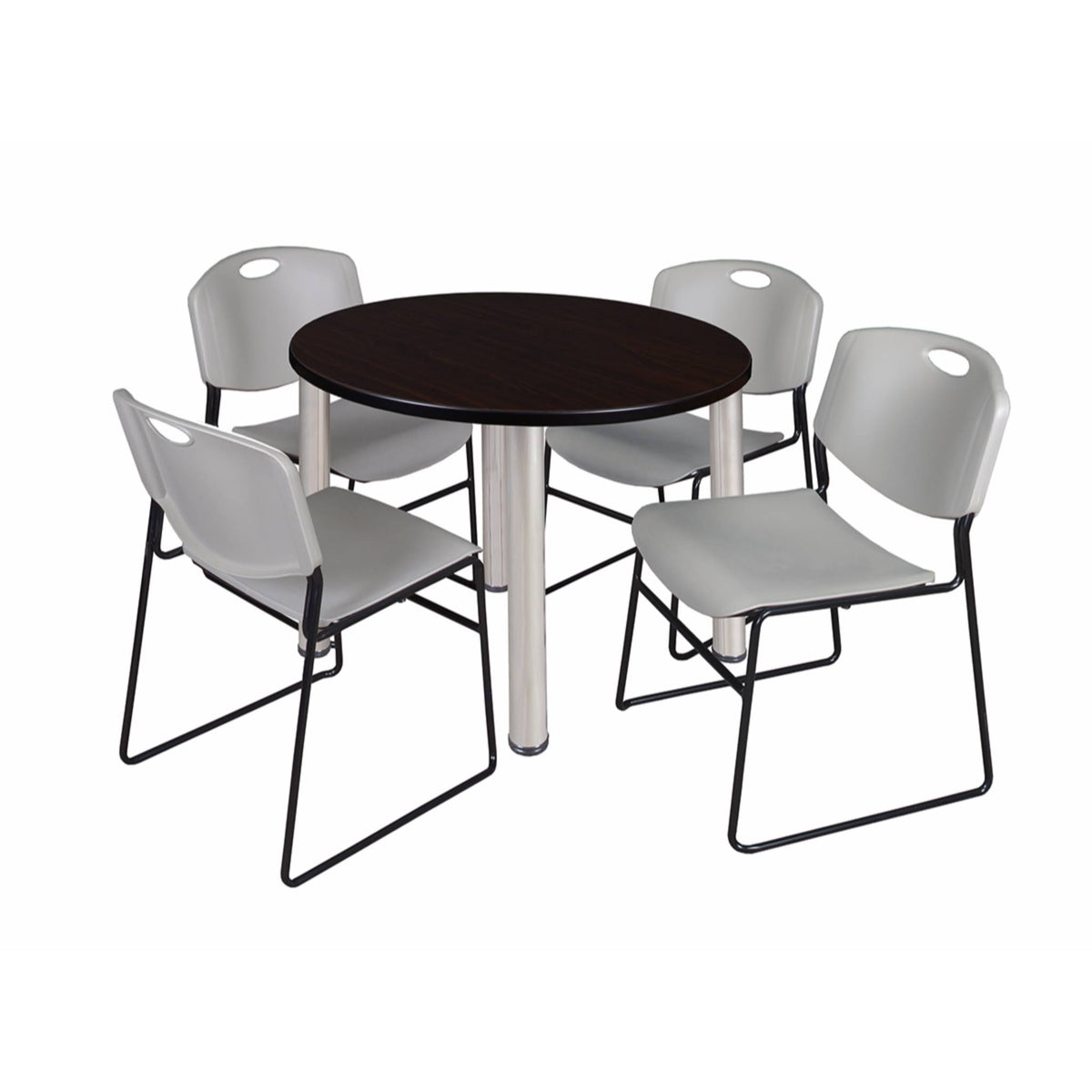 36x22 Round Breakroom Table with 4 Stack Chairs V621