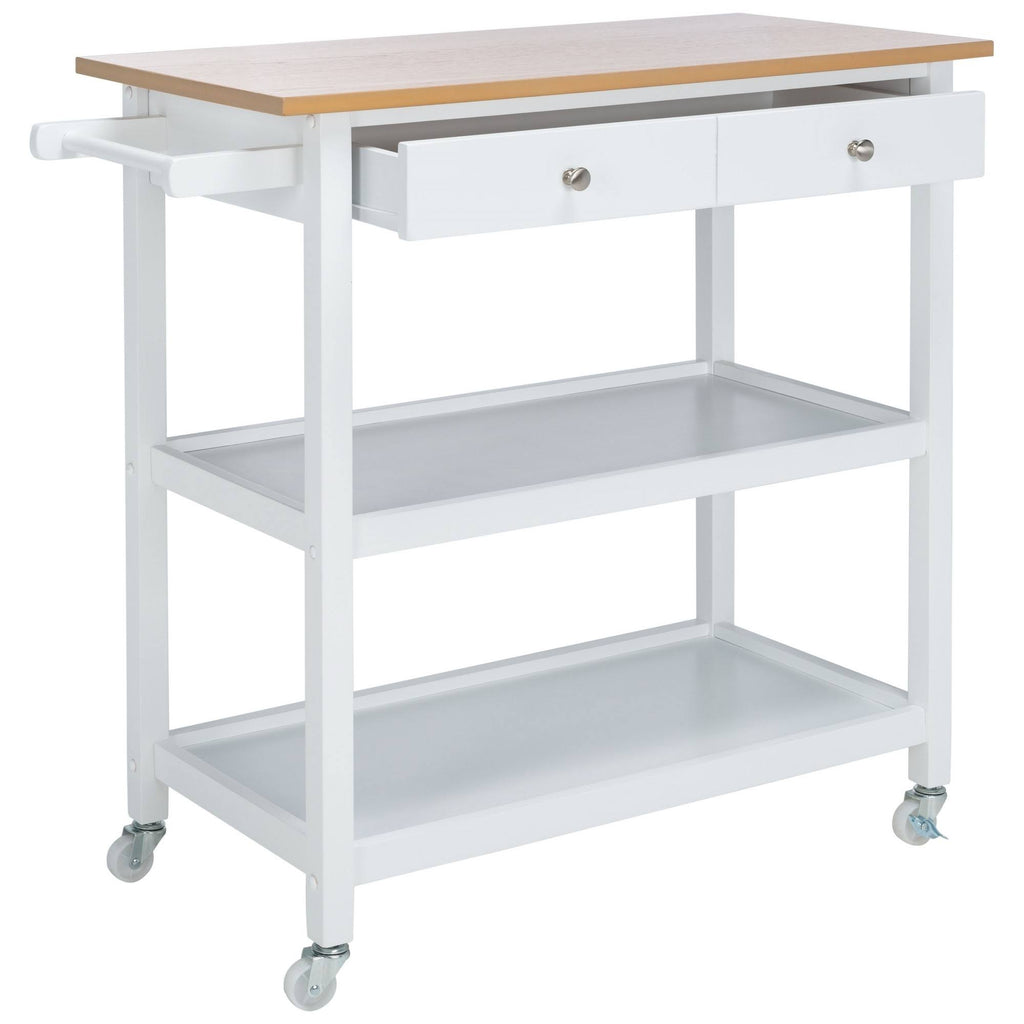 White 2 Drawer 3 Shelf Kitchen Cart C56709