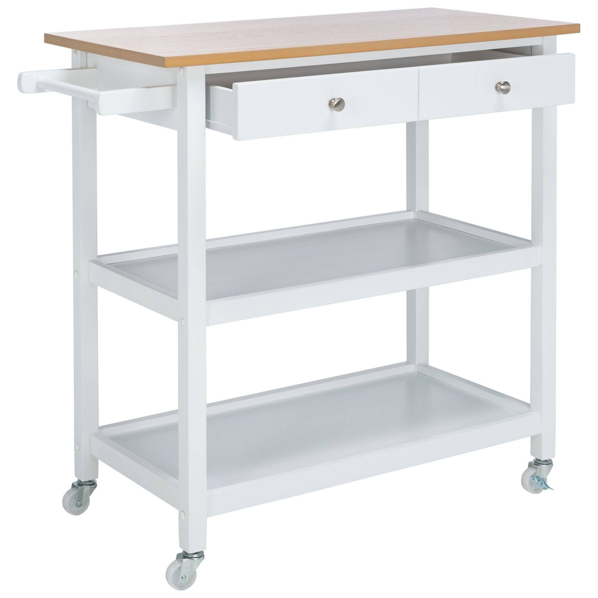 White 2 Drawer 3 Shelf Kitchen Cart C56709